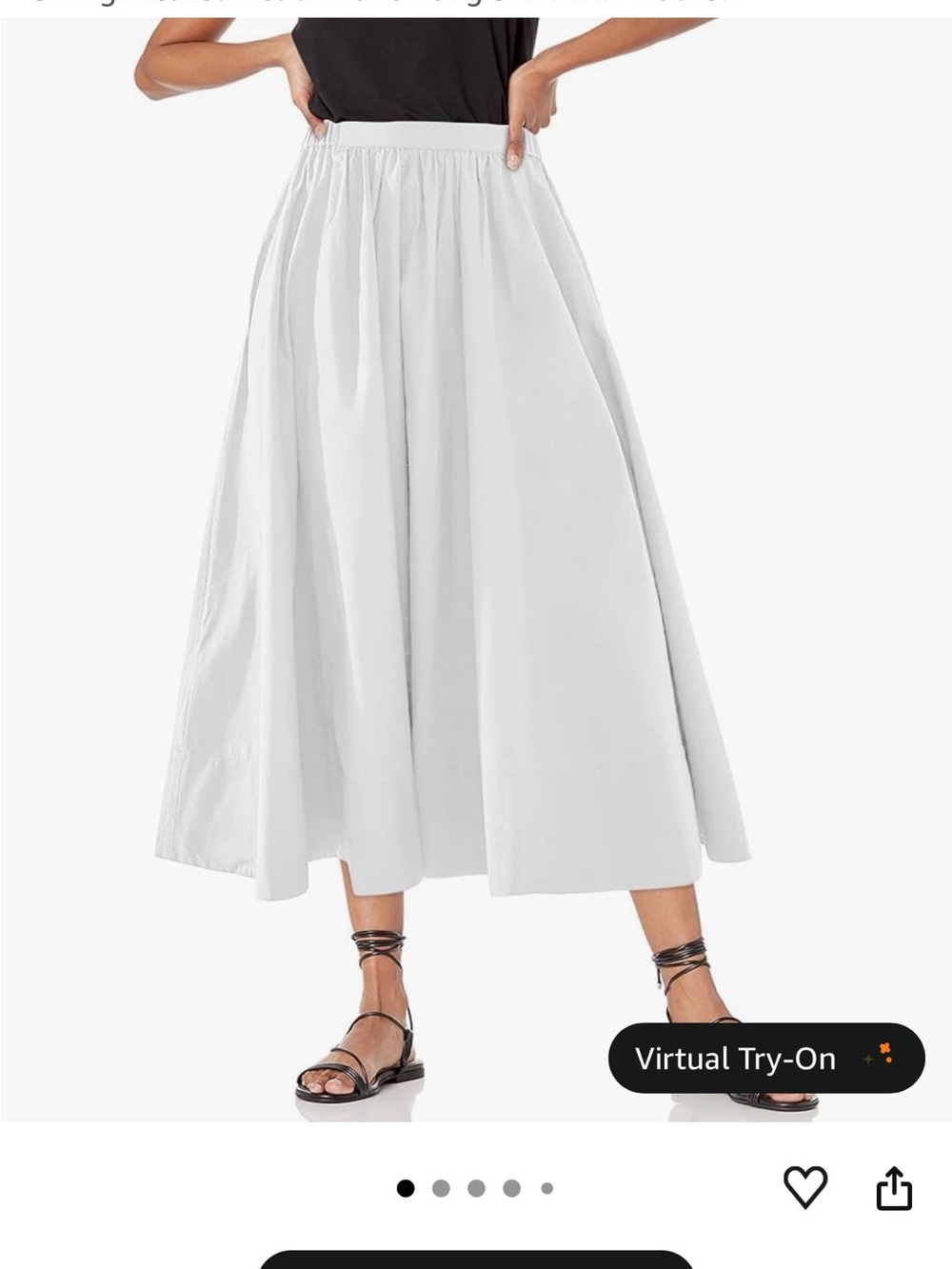 Woven Elastic-Waist Midi Skirt in White